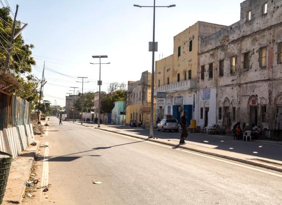 Street scene in Mogadishu, Somalia, used as the banner for an article on building sustainable communications capability.