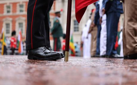 Image of military uniform trousers and shoes
