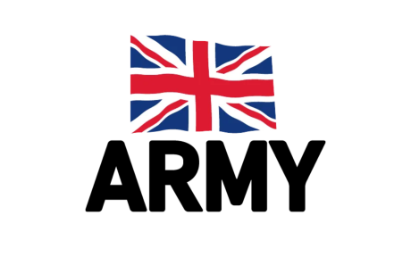 British Army logo featuring the Union Flag above the word "ARMY".