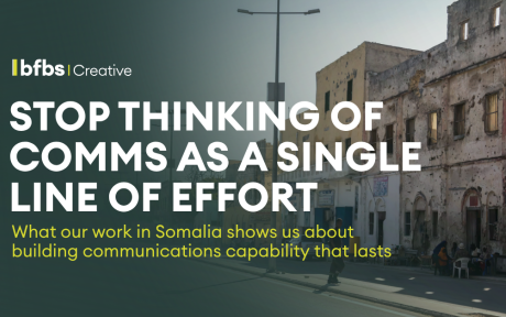 Street scene in Mogadishu, Somalia, used as the banner for an article on building sustainable communications capability.