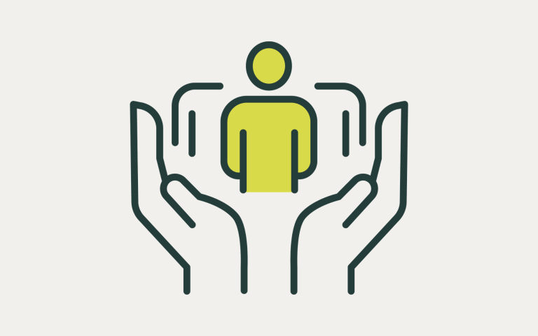 Person supported by two open hands