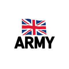 British Army logo featuring the Union Flag above the word "ARMY".