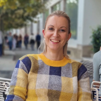 Picture of Caroline smiling with subheading saying 'Caroline Robbins, Head of Content'. 